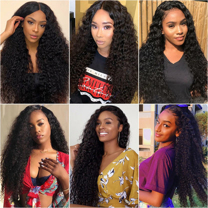 Indian Water Wave Bundles With Closure Wet and Wavy Curly Human Hair Bundles 12A Remy Hair Weave 3 Bundles With Frontal 13X4