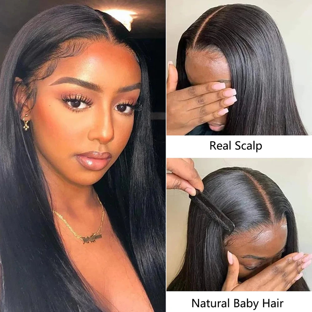 30 Inch Long Straight Synthetic Lace Front Wig Natural Black Wear And Go Glueless Wig 13X4 Synthetic Lace Front Wigs for Women