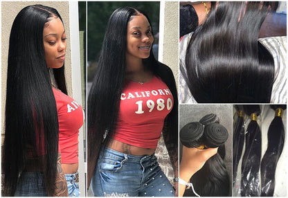 Bone Straight 13A Grade Human Hair Bundles With Closure Malaysian Unprocessed Frontal Tissage Bresiliens Bone Straight Virgin