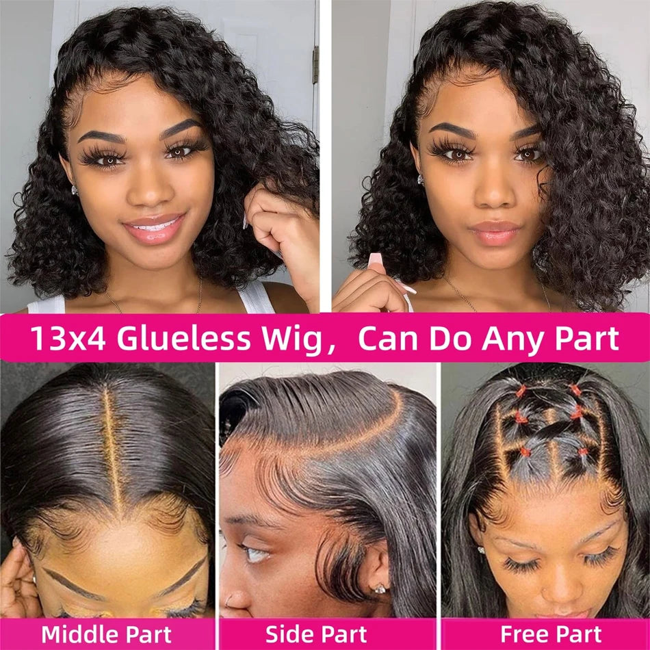 Mongolian Kinky Curly Wig Human Hair 13x4 Curly Lace Front Human Hair Wigs Deep Curly Lace Closure Wig For Women 180 Density