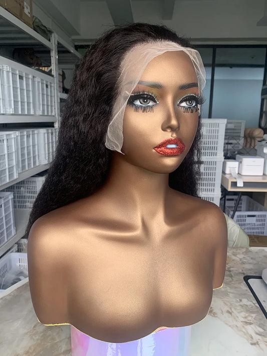 Raw Vietnamese Hair 250 Density 100 Human Hair Lace Frontal Wigs Kinky Straight Natural Black Bob Wig Lace Front Human Hair Wigs