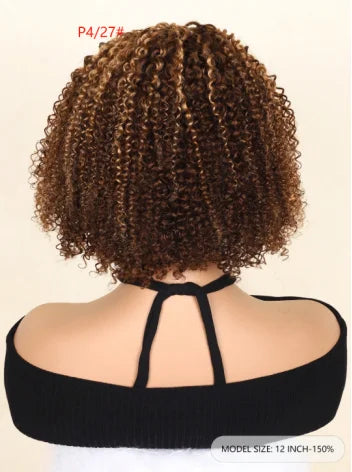 Headband Wig Human Hair Deep Wave None Lace Front Wig BOBO Human Hair Machine Made Wigs Headband Curly Human Hair Wigs for Women