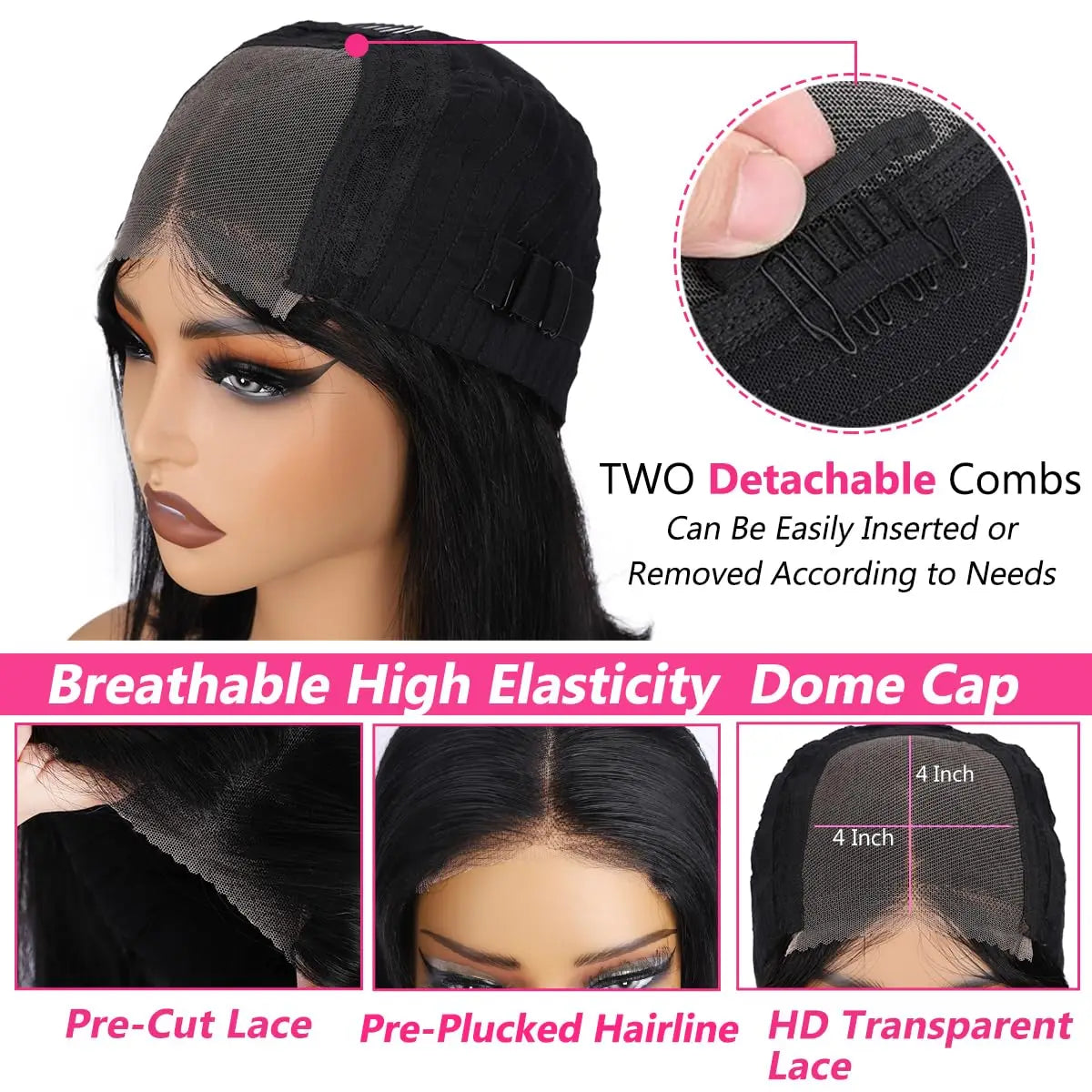 Glueless Wigs Human Hair Wear Go Bob Wigs Straight Lace Front Pre Plucked 13x4 HD Brazilian Transparent Lace Frontal Wig on Sale