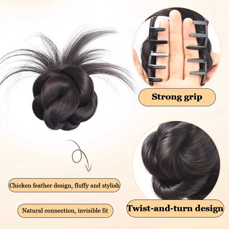 Synthetic Claw Clip Ponytail Extensions Messy Chignon Bun Ponytails Wavy Curly Hairpieces For Women Low Claw Clip In Hair Wig