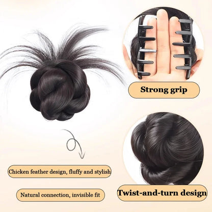Synthetic Claw Clip Ponytail Extensions Messy Chignon Bun Ponytails Wavy Curly Hairpieces For Women Low Claw Clip In Hair Wig