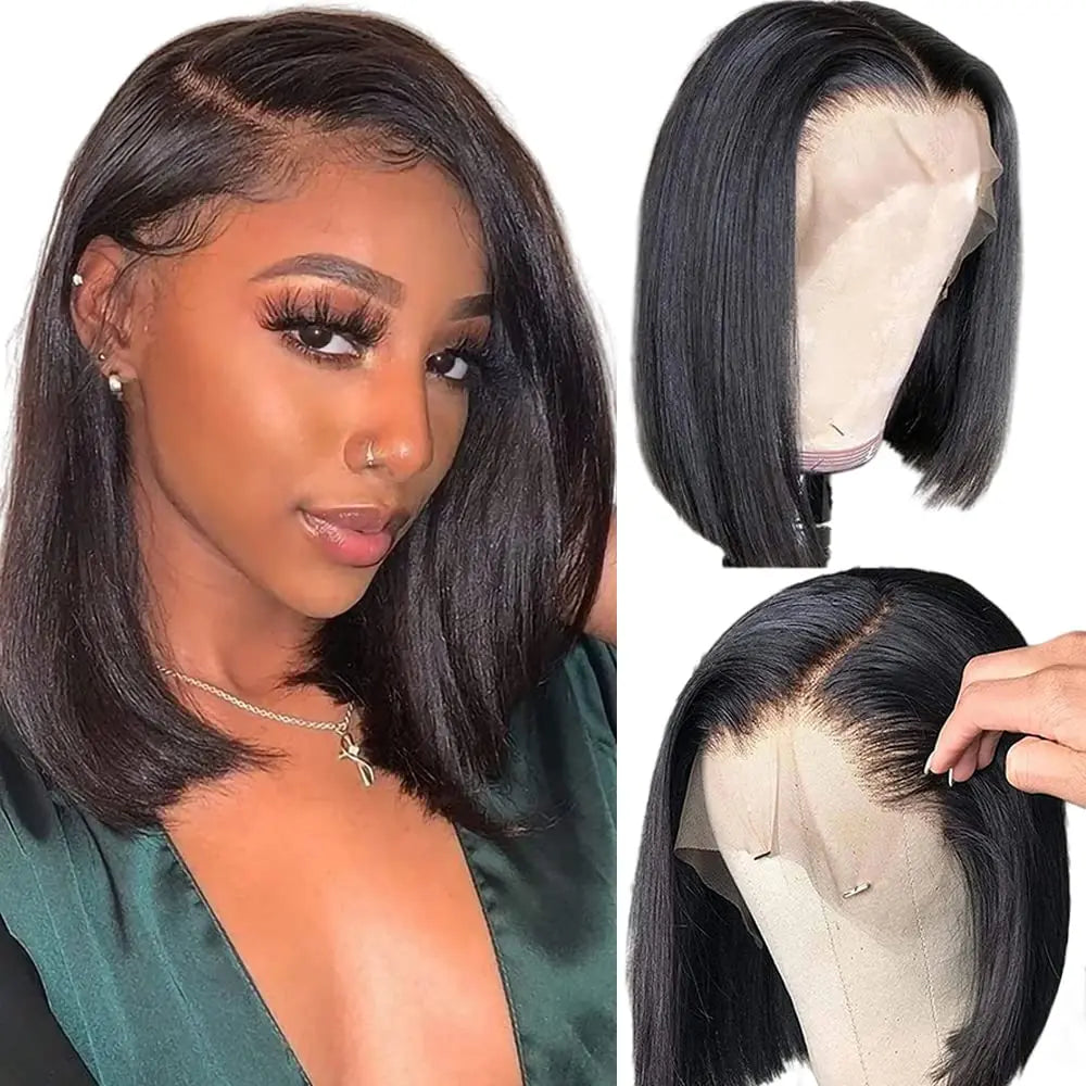 Glueless Wigs Human Hair Wear Go Bob Wigs Straight Lace Front Pre Plucked 13x4 HD Brazilian Transparent Lace Frontal Wig on Sale