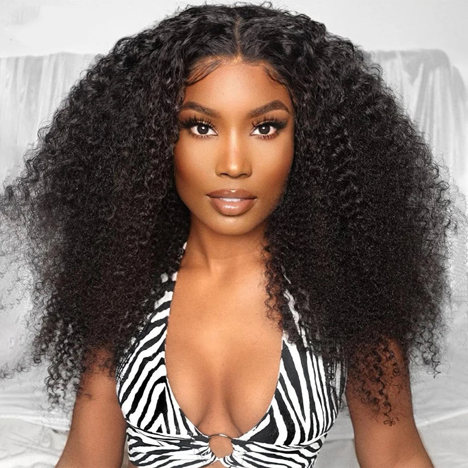 Human hair lace front wig Kinky Curly glueless preplucked human wigs ready to go Yawawe Wear Go wig