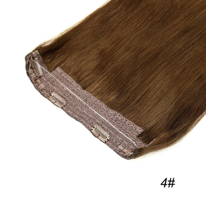 80G Fish Line Human Hair Extensions Straight Halo Clip In Remy Hair Extensions OnePiece Invisible Wire Hair Extension for Women