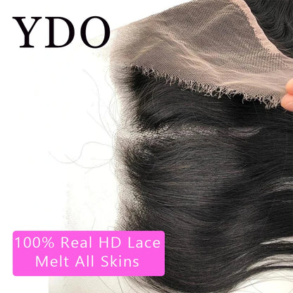 HD Lace 5x5 13x6 HD Lace Frontal Only Melt Skin Straight Hair Pre Plucked invisible 13x4 HD Transparent Lace Front Closure Only