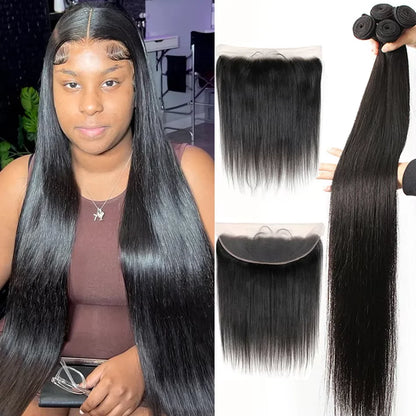 Brazilian Straight Human Hair 4 Bundles 20 20 20 20 inch Virgin Straight Human Hair Bundles Natural Black Color 100% Human Hair
