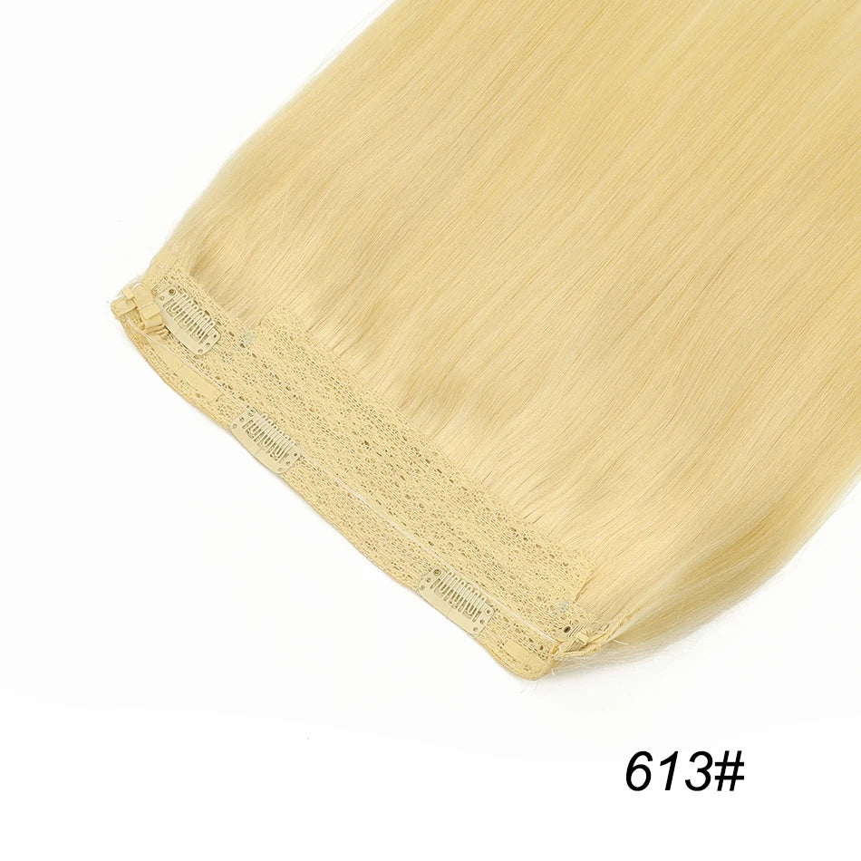 80G Fish Line Human Hair Extensions Straight Halo Clip In Remy Hair Extensions OnePiece Invisible Wire Hair Extension for Women