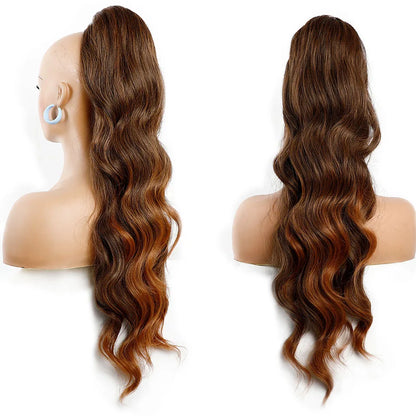 Ponytail Extension Body Wave Drawstring Ponytail Extension 28'' Long Wavy Synthetic Ponytail Hair Extension Clip in Hairpieces