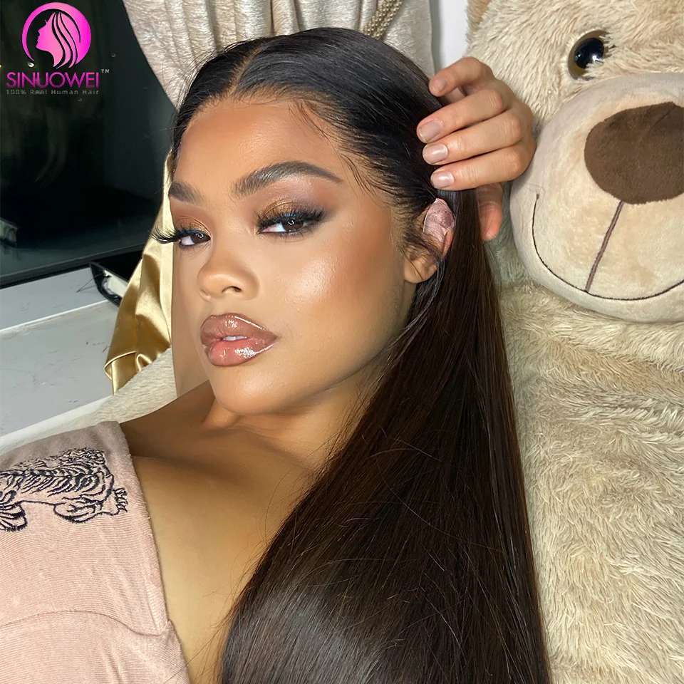 Full Lace Human Hair Straight Wigs Brazilian Transparent Lace Frontal Human Hair Wigs For Women Pre Plucked Remy Hair