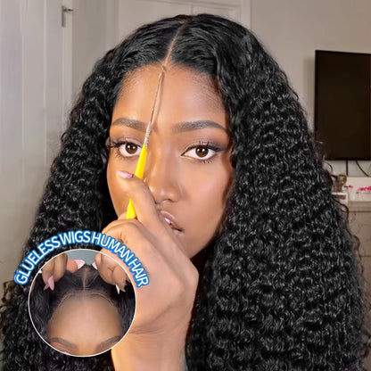 Mossily 250 Density 30 inch Curly Glueless 5x5 Ready to Wear Lace Closure Wig Pre Plucked Loose Deep Wave Human Hair Wigs