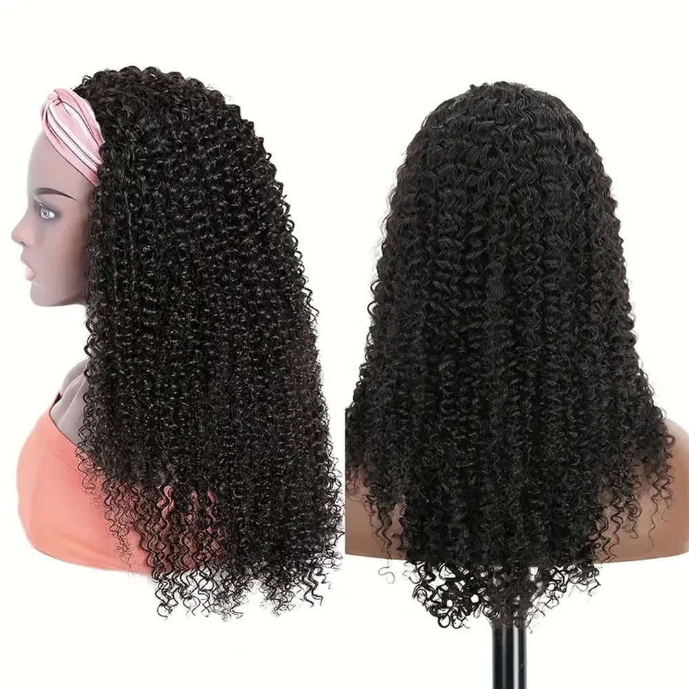 Headband Wig Human Hair Kinky Curly Glueless Wig 30 32 Inches Full Machine Made Curly Headband Bob Wig Human Hair Wigs for Women