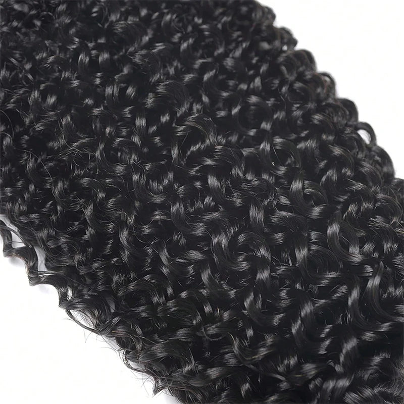 Curly Wave Human Hair Bundles With Closure 4x4 Transparent Lace 1B Color Wet and Wavy Virgin Human Hair Extensions For Women