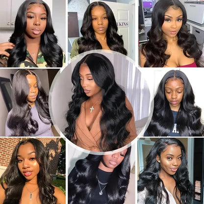 Body Wave Bundles Human Hair With Frontal 100% Natural Human Hair Extensions 3 Bundles With13x4 Transparent Lace Frontal Closure