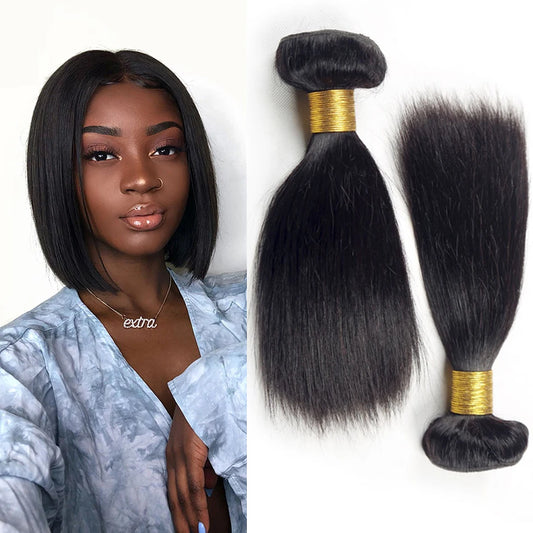 Bone Straight Bundles Human Hair 100% Unprocessed Virgin Hair 1 2 3 Bundle Deals Short Brazilian Straight Weave Hair Extensions