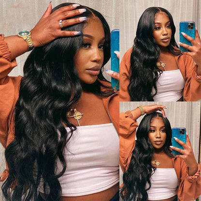 Body Wave Bundle With Frontal 13x4 HD Lace Peruvian 100% Human Hair Extension 3 Bundles With Closure Frontal Natural Color Hair