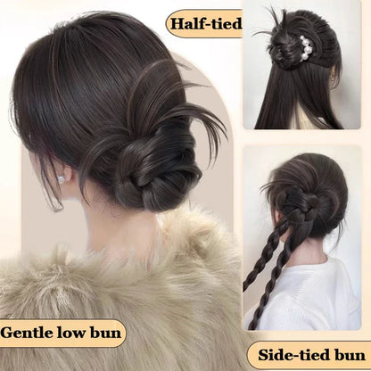 Synthetic Claw Clip Ponytail Extensions Messy Chignon Bun Ponytails Wavy Curly Hairpieces For Women Low Claw Clip In Hair Wig