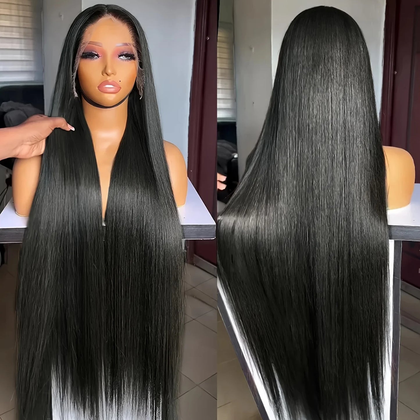 Straight Bundles Human Hair with Frontal Closure Brazilian 100% Human Hair Bundles with 13x4 Lace Frontal Virgin Weave 3 Bundles
