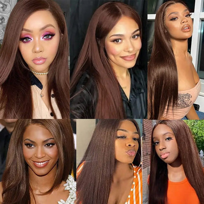 Straight Hair Bundles Human Hair 3 Bundles Brown #4 Color 100% Unprocessed Virgin Hair Bundles Chocolate Brown Straight Bundles