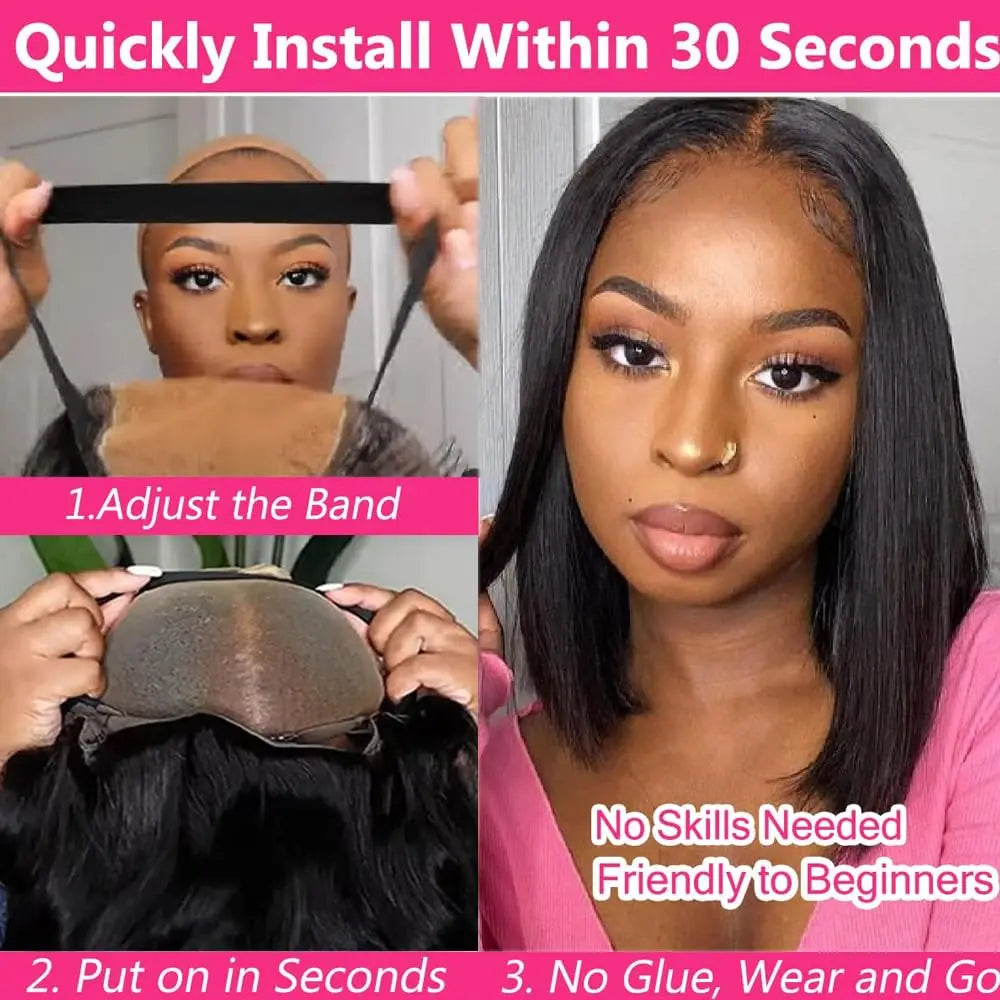 Glueless Wigs Human Hair Wear Go Bob Wigs Straight Lace Front Pre Plucked 13x4 HD Brazilian Transparent Lace Frontal Wig on Sale