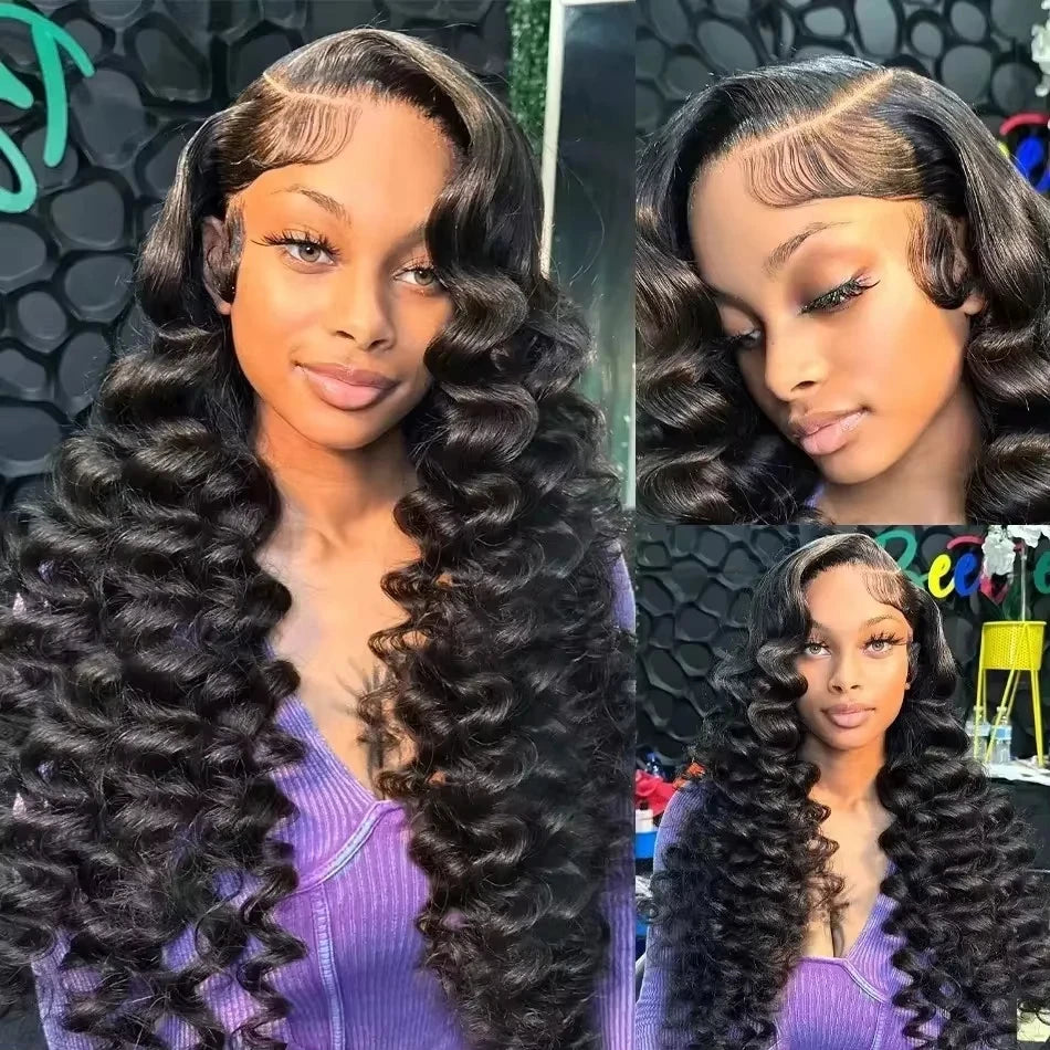 Mossily 300 Density Loose Wave 13x4 HD Lace Front Wig 40 Inch Brazilian Curly Deep Wave 13x6 Lace Frontal Human Hair Wigs Women