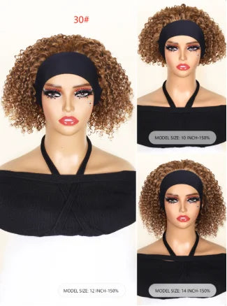 Headband Wig Human Hair Deep Wave None Lace Front Wig BOBO Human Hair Machine Made Wigs Headband Curly Human Hair Wigs for Women