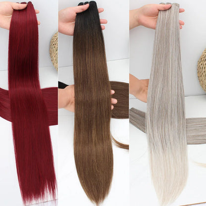 Bio Straight Hair Bundles 26" Natural Soft Heat Resistant Fiber Synthetic Fiber Hair Extensions Protein Straight Hair Weave
