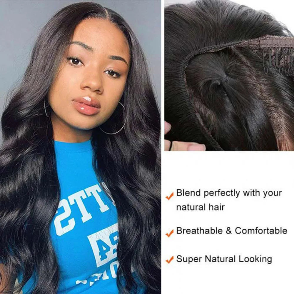 U V Part Wig Human Hair Body Wave Human Hair Wigs No Leave Out No Glue Brazilian Remy U Part Human Hair Wave Wigs for Women