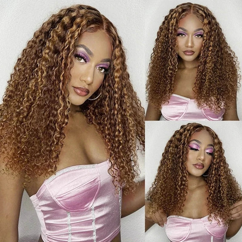 Deep Wave Bundles 4/27 Highlight 100% Brazilian Virgin Human Hair Bundles Extensions Weave Honey Blonde Brown Colored Weavings