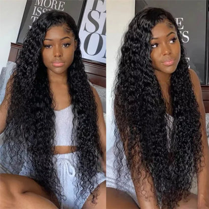 Indian Water Wave Bundles With Closure Wet and Wavy Curly Human Hair Bundles 12A Remy Hair Weave 3 Bundles With Frontal 13X4