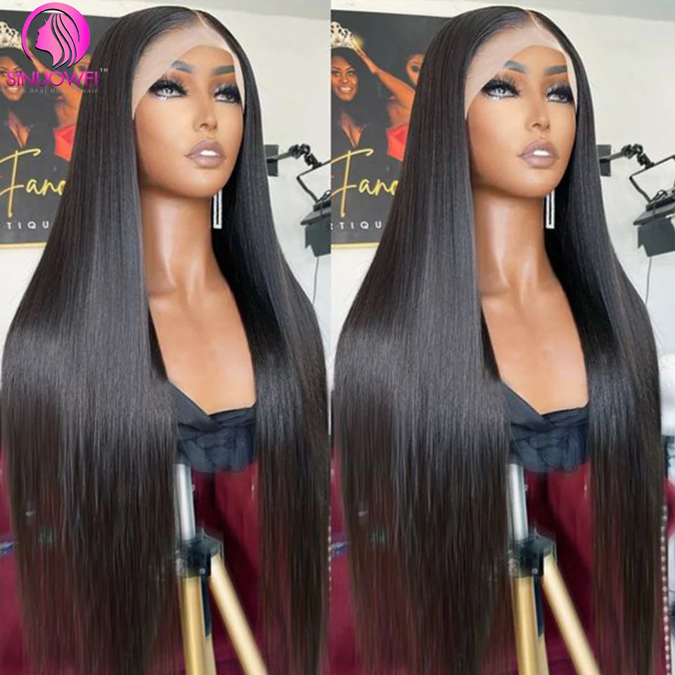Full Lace Human Hair Straight Wigs Brazilian Transparent Lace Frontal Human Hair Wigs For Women Pre Plucked Remy Hair