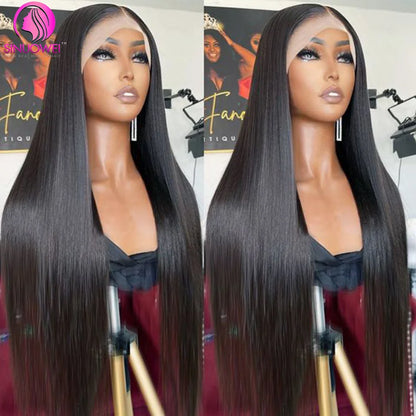 Full Lace Human Hair Straight Wigs Brazilian Transparent Lace Frontal Human Hair Wigs For Women Pre Plucked Remy Hair