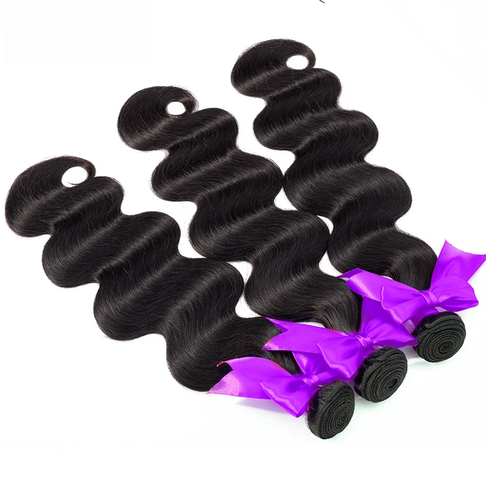 Body Wave Bundle With Frontal 13x4 HD Lace Peruvian 100% Human Hair Extension 3 Bundles With Closure Frontal Natural Color Hair