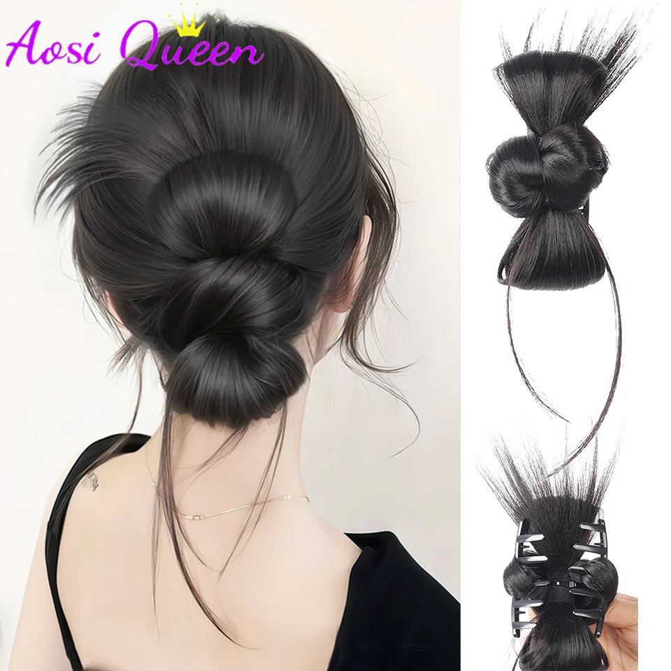 Women Half-tie Hair Claw Feather Shuttlecock Head Lazy Meatball Head Crab Clip Wig Catch Clip High Ponytail Hair Accessories
