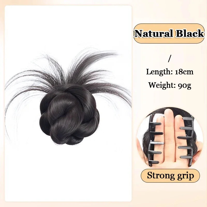 Synthetic Claw Clip Ponytail Extensions Messy Chignon Bun Ponytails Wavy Curly Hairpieces For Women Low Claw Clip In Hair Wig