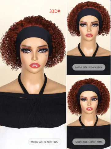 Headband Wig Human Hair Deep Wave None Lace Front Wig BOBO Human Hair Machine Made Wigs Headband Curly Human Hair Wigs for Women