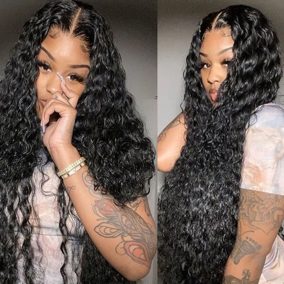 Indian Water Wave Bundles With Closure Wet and Wavy Curly Human Hair Bundles 12A Remy Hair Weave 3 Bundles With Frontal 13X4