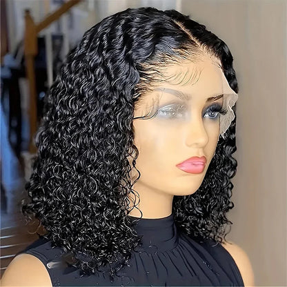 Mongolian Kinky Curly Wig Human Hair 13x4 Curly Lace Front Human Hair Wigs Deep Curly Lace Closure Wig For Women 180 Density