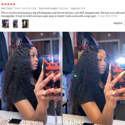 Full Lace Human Hair Wigs Deep Curly 13x6 HD Lace Frontal Wigs Brazilian Lace Front Human Hair Wigs Pre Plucked With Baby Hair