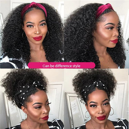 Headband Wig Human Hair Kinky Curly Glueless Wig 30 32 Inches Full Machine Made Curly Headband Bob Wig Human Hair Wigs for Women