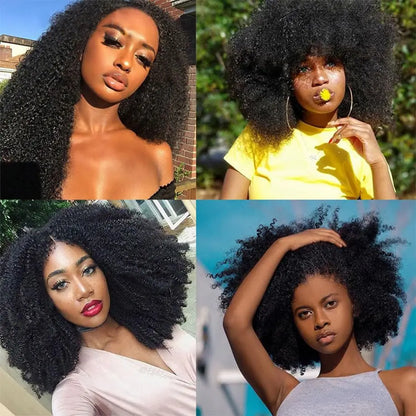 Mongolian Afro Kinky Curly Bundles Human Hair Extension Remy 3 bundles Deal Curly Human Hair Bundles For Women Natural Black