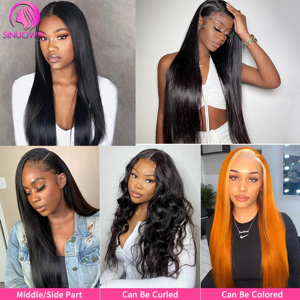 Full Lace Human Hair Straight Wigs Brazilian Transparent Lace Frontal Human Hair Wigs For Women Pre Plucked Remy Hair