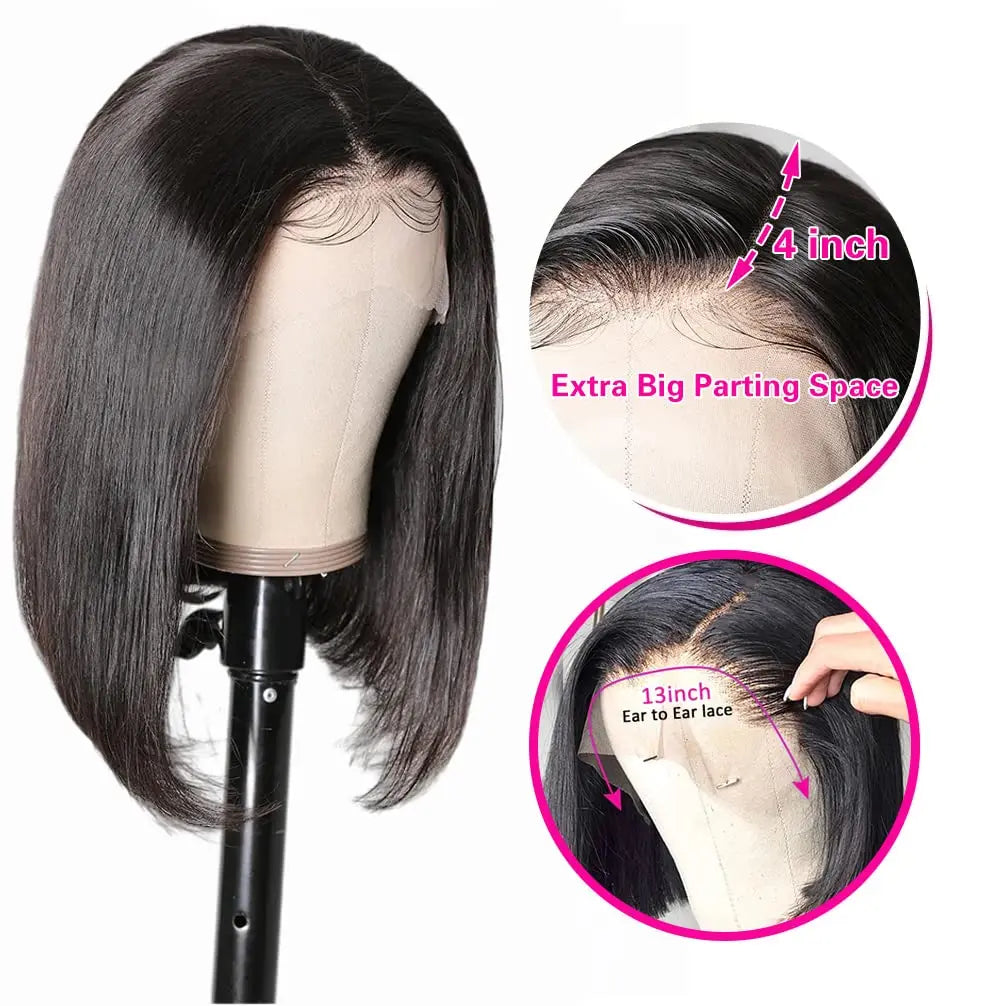 Glueless Wigs Human Hair Wear Go Bob Wigs Straight Lace Front Pre Plucked 13x4 HD Brazilian Transparent Lace Frontal Wig on Sale