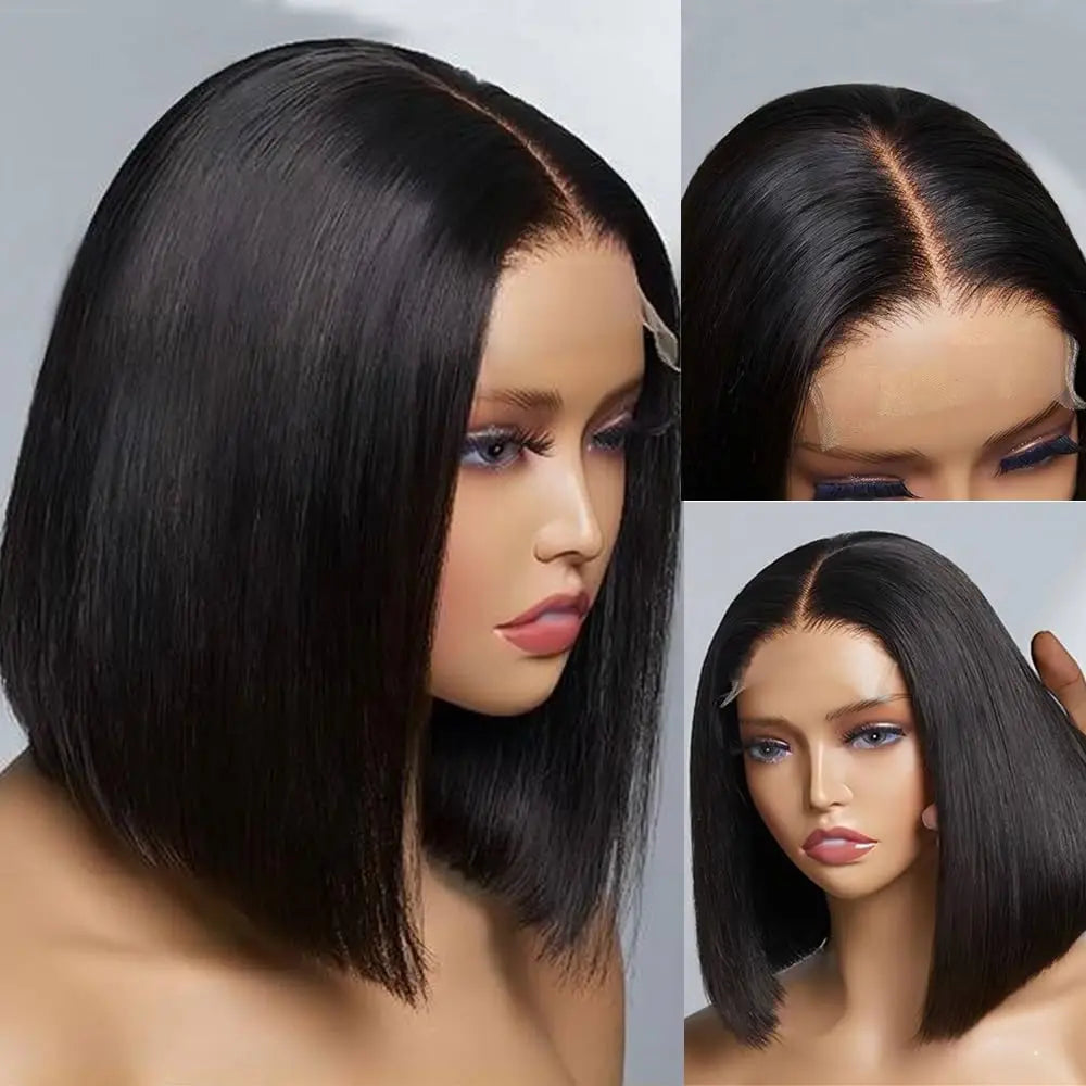 Glueless Wigs Human Hair Wear Go Bob Wigs Straight Lace Front Pre Plucked 13x4 HD Brazilian Transparent Lace Frontal Wig on Sale