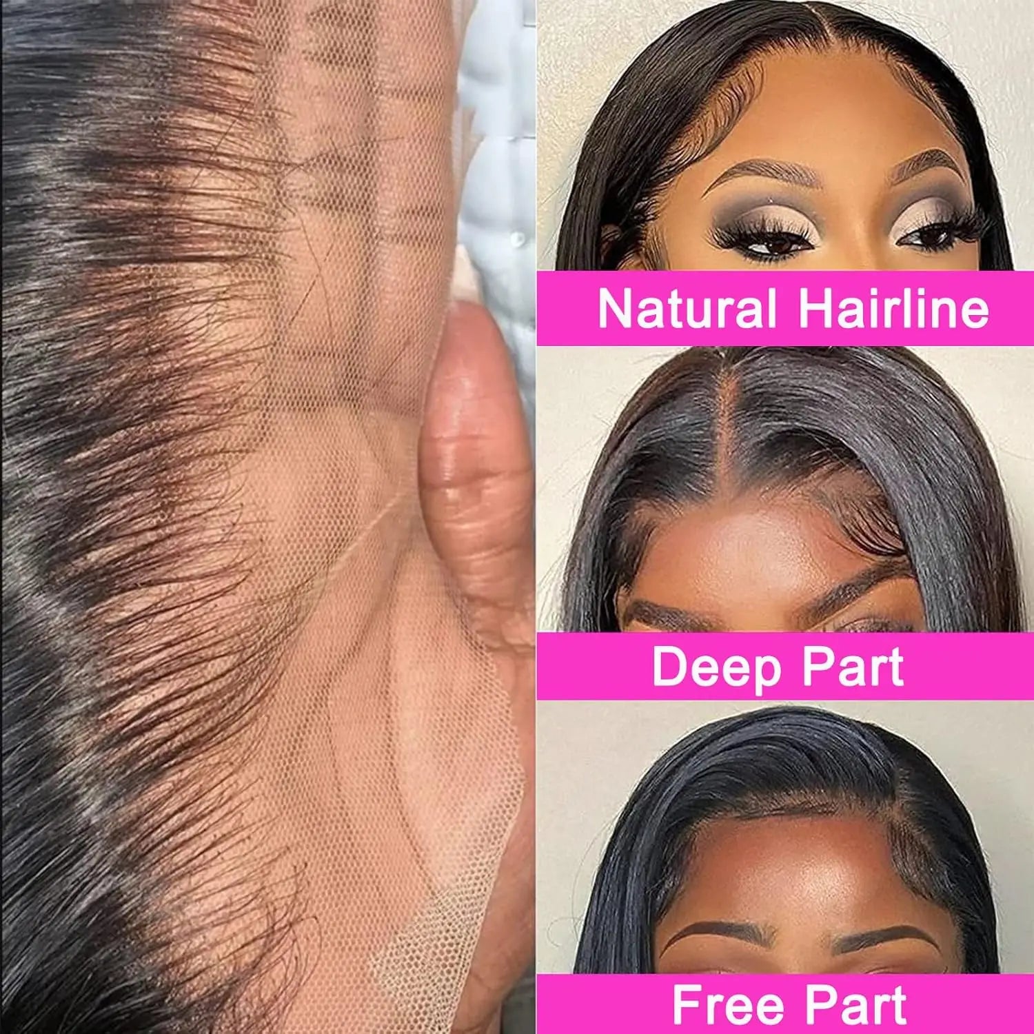 Straight Bundles Human Hair with Frontal Closure Brazilian 100% Human Hair Bundles with 13x4 Lace Frontal Virgin Weave 3 Bundles