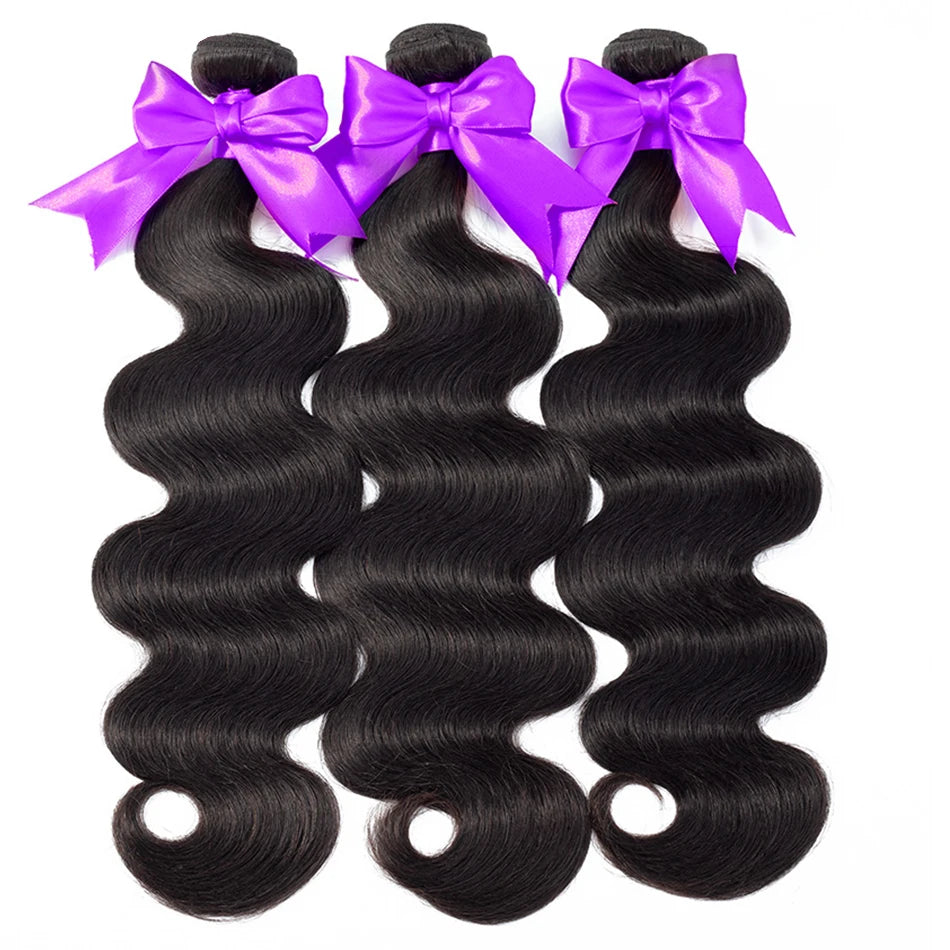 Body Wave Bundle With Frontal 13x4 HD Lace Peruvian 100% Human Hair Extension 3 Bundles With Closure Frontal Natural Color Hair