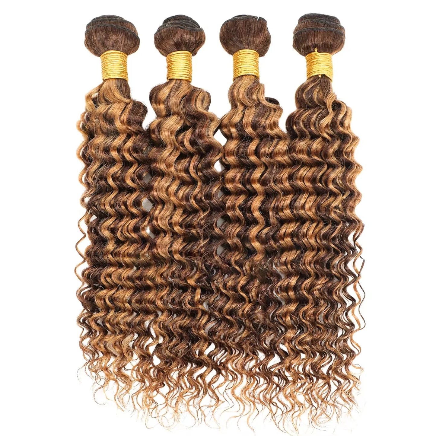 Deep Wave Bundles 4/27 Highlight 100% Brazilian Virgin Human Hair Bundles Extensions Weave Honey Blonde Brown Colored Weavings